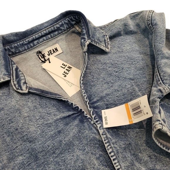 LE JEAN Arielle Cropped Denim Wrap Top Small NWT - Picture 9 of 10